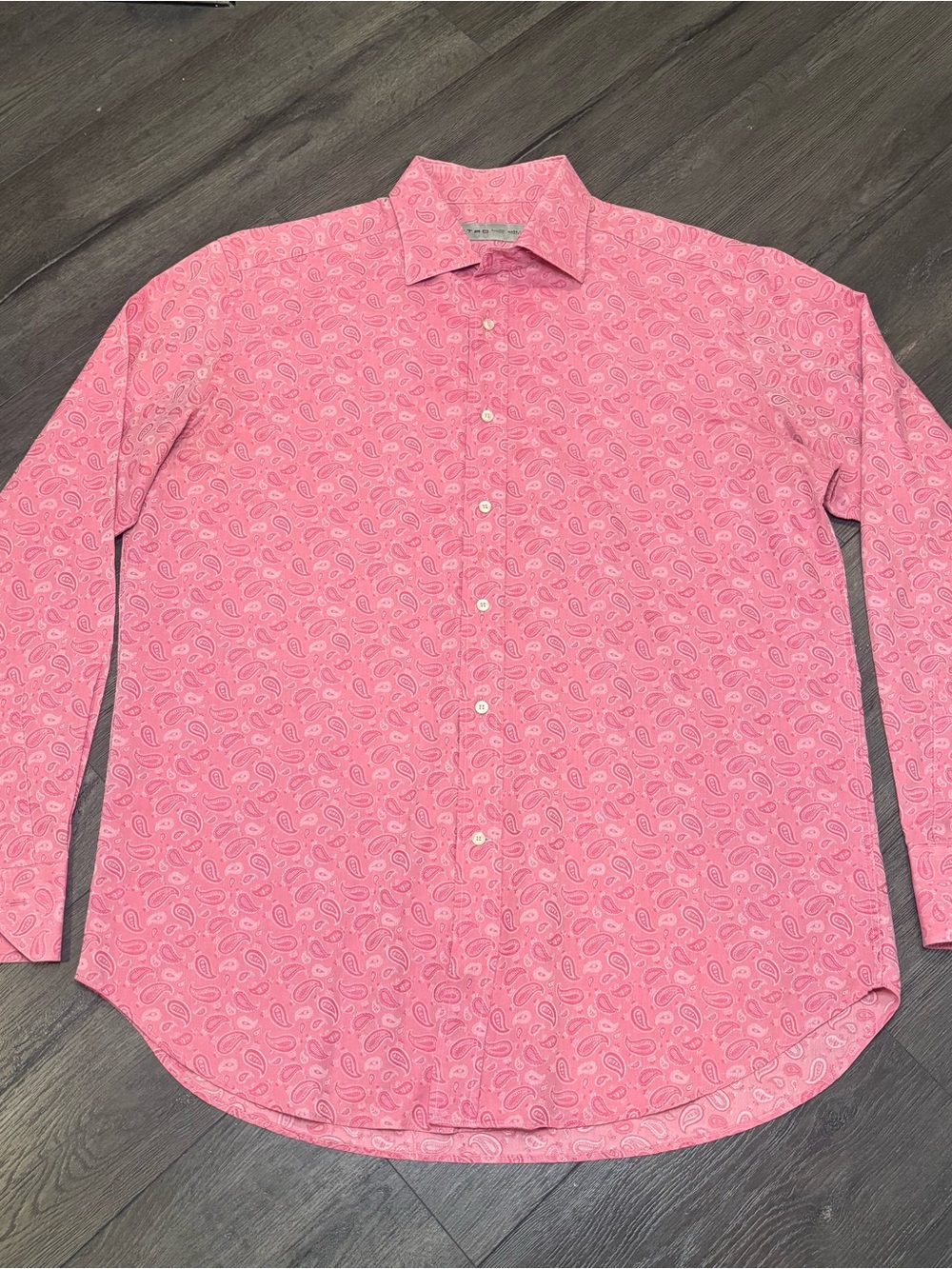 Etro Milano Shirt Mens 42 Paisley Made In Italy Long Sleeve Pink Button Up